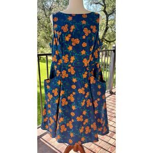 Modcloth x Collectif Retro Oakly Winter Floral Swing Fit & Flare Dress Size 14